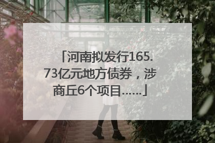 河南拟发行165.73亿元地方债券，涉商丘6个项目……